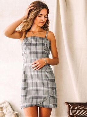 Willow Plaid Button Mini Dress Small